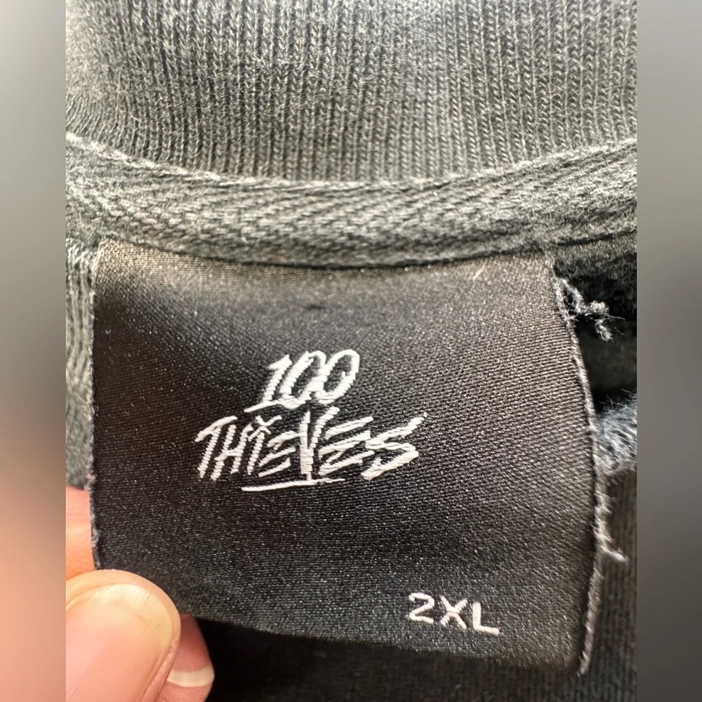 100 Thieves Embroidered Logo Crewneck Sweatshirt Size 2XL Black
